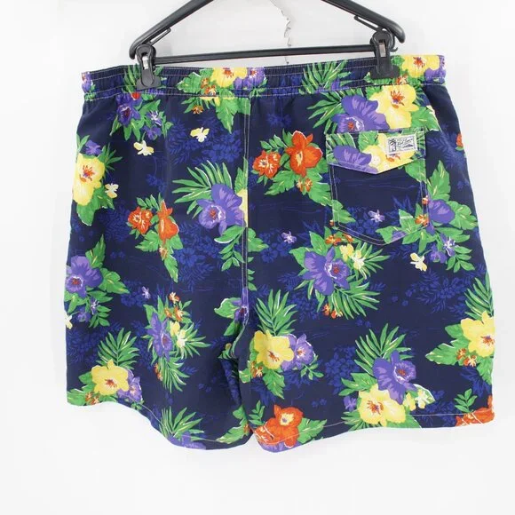 Polo Ralph Lauren Board Shorts Men's 2XLT Hawaiian Floral Lined Elastic Waist - Picture 3 of 9